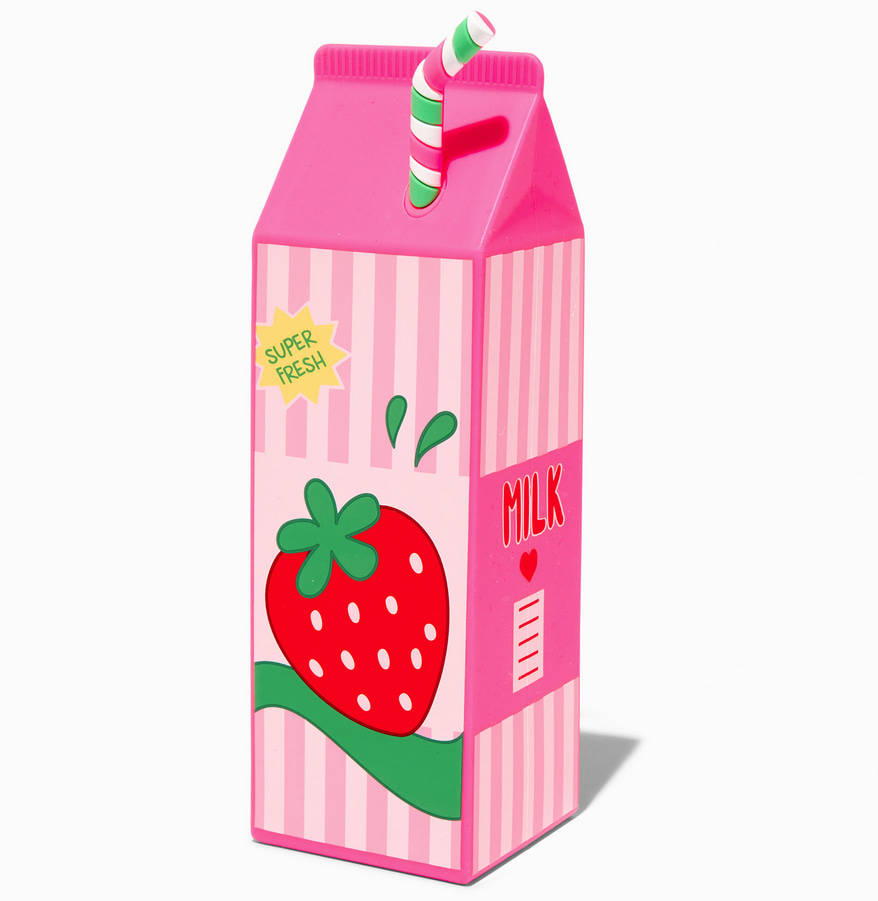 claires strawberry milk carton pencil case