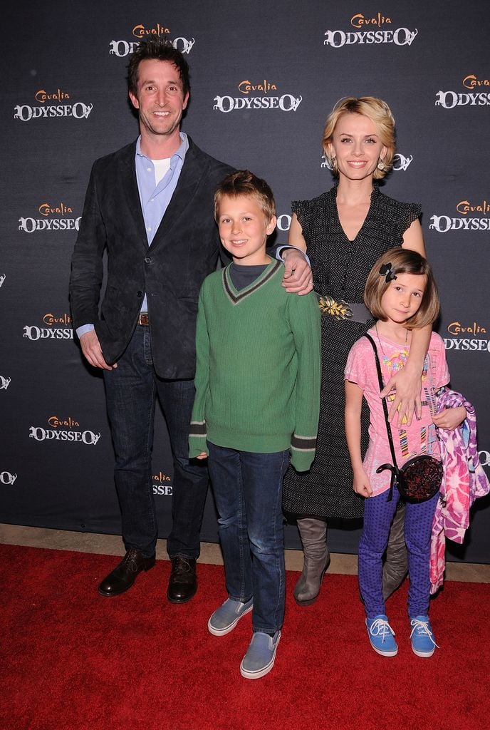 Noah Wyle, son Owen Wyle, Sara Wells and daughter Auden Wyle attends the opening night of Cavalia's "Odysseo" equestrian show on February 27, 2013 in Burbank, California