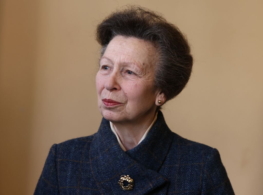 Princess Anne, Princess Royal talks to volunteers during her visit to knife crime community group 'Off The Streets' on February 16, 2024 in Wellingborough, England.