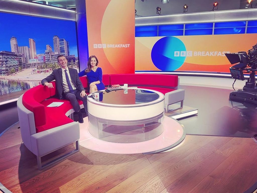 Ben Thompson and Sally Nugent on the set of BBC Breakfast