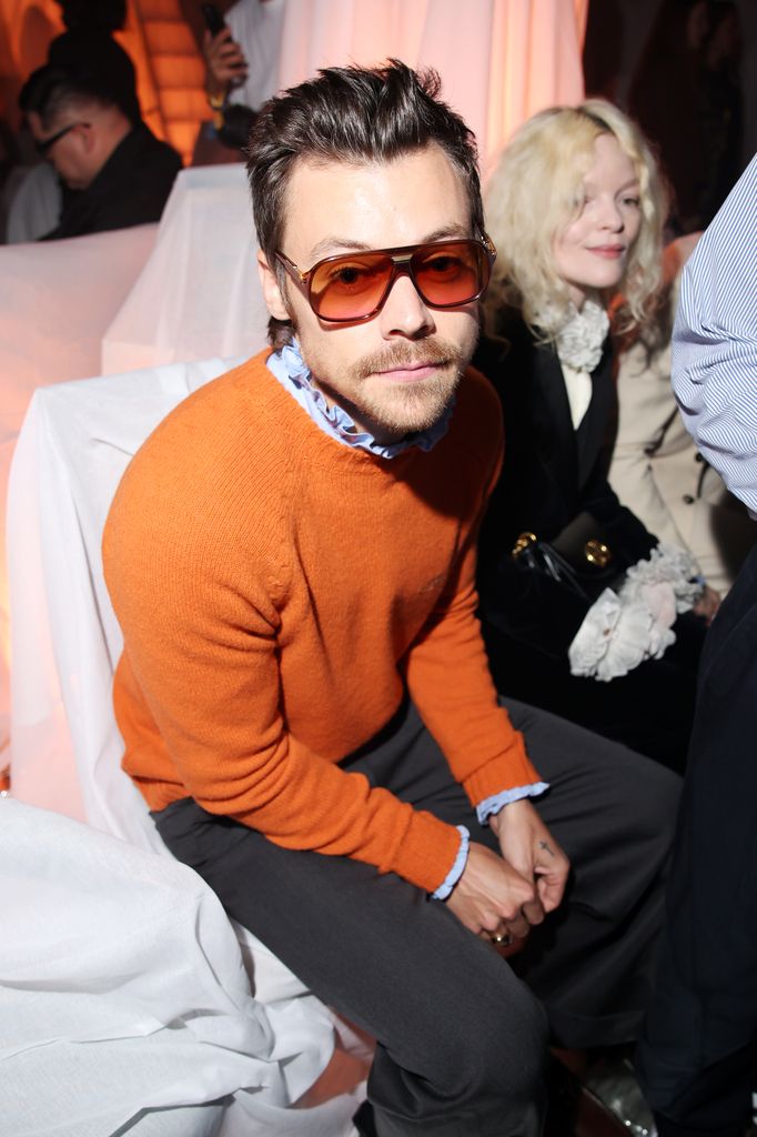 Harry Styles arrives at Valentino Pavillon des Folies Show as part of the Paris Fashion Week on September 29, 2024 in Paris, France. (Photo by Daniele Venturelli/Getty Images for Valentino)