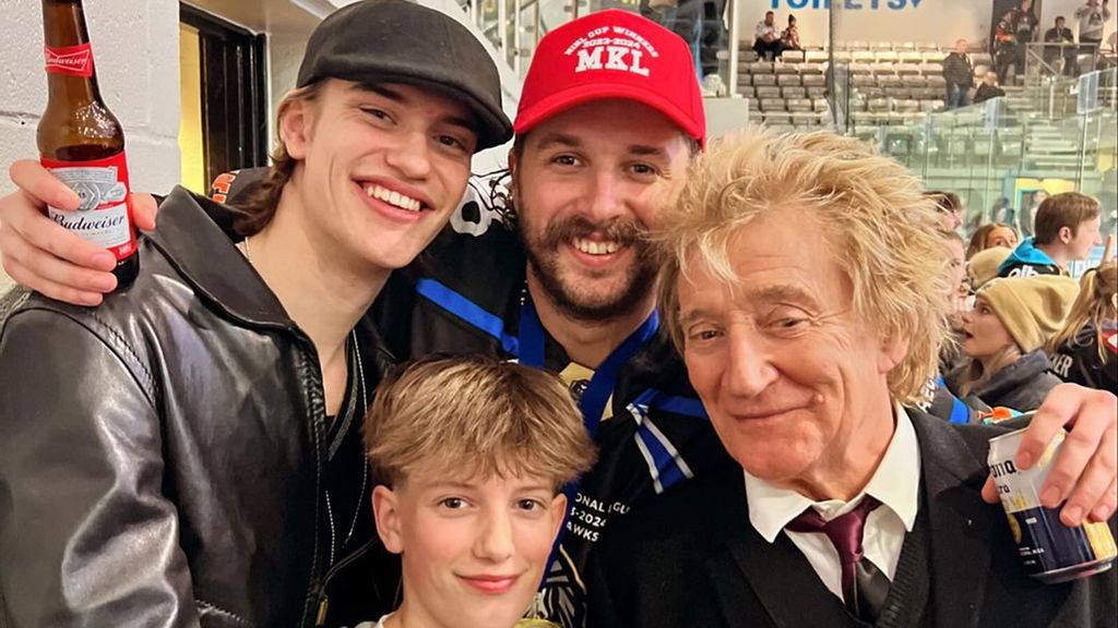 Rod Stewart with his sons Alastair, Aiden and Liam