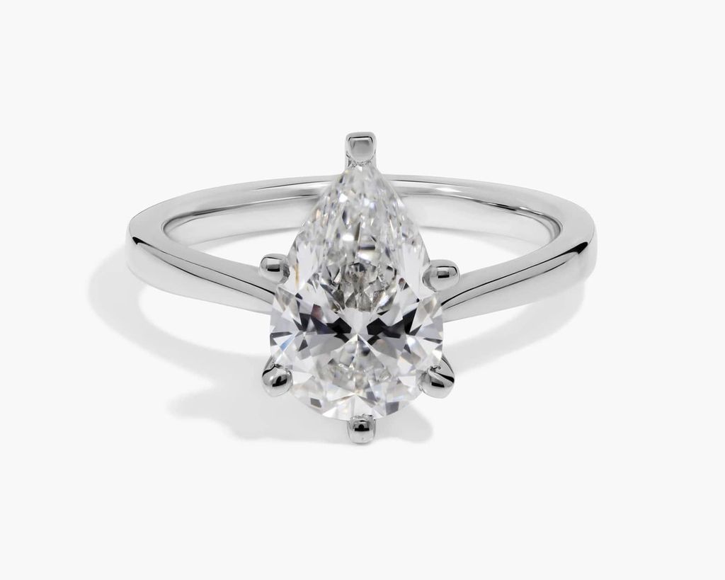 2 CT. GIA Certified Pear Lab Created Diamond Petite Cathedral Solitaire Engagement Ring In Platinum