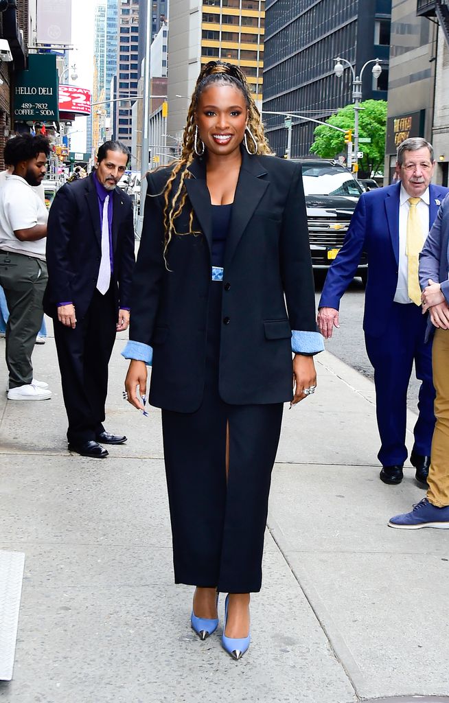 Jennifer Hudson is seen outside "The Late Show with Stephen Colbert" on May 14, 2024 in New York City