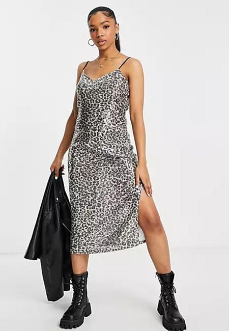 asos sequin leopard dress