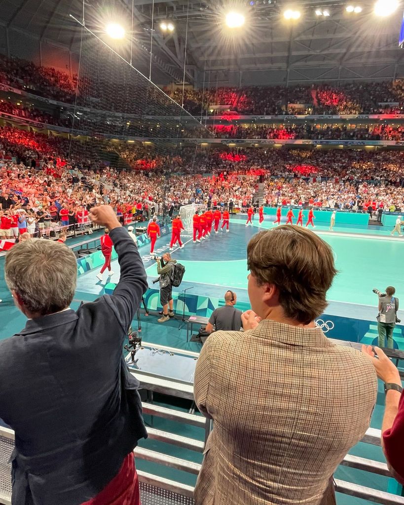 King Frederik and Crown Prince Christian cheer on Denmark at the Olympics