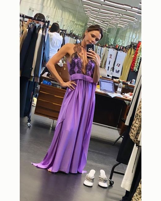 victoria beckham purple dress