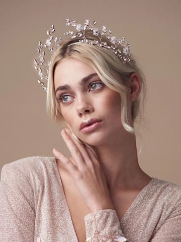 Rose gold flower Swarovski crystal tiara