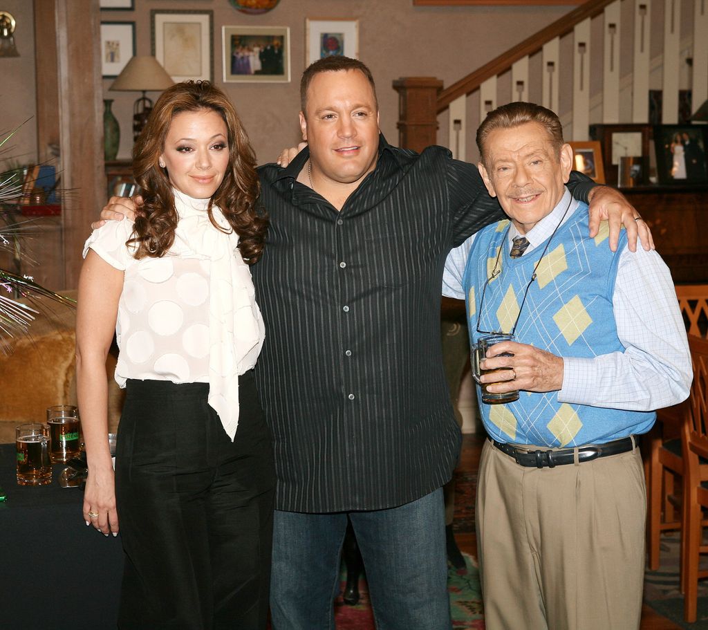 Leah Remini, Kevin James, and Jerry Stiller attend the "King of Queens" party celebrating the show's 200th episode