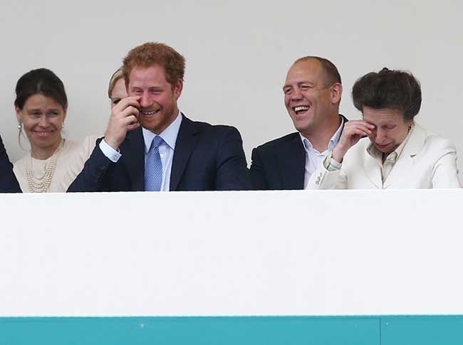 Prince Harry and Princess Anne get the giggles