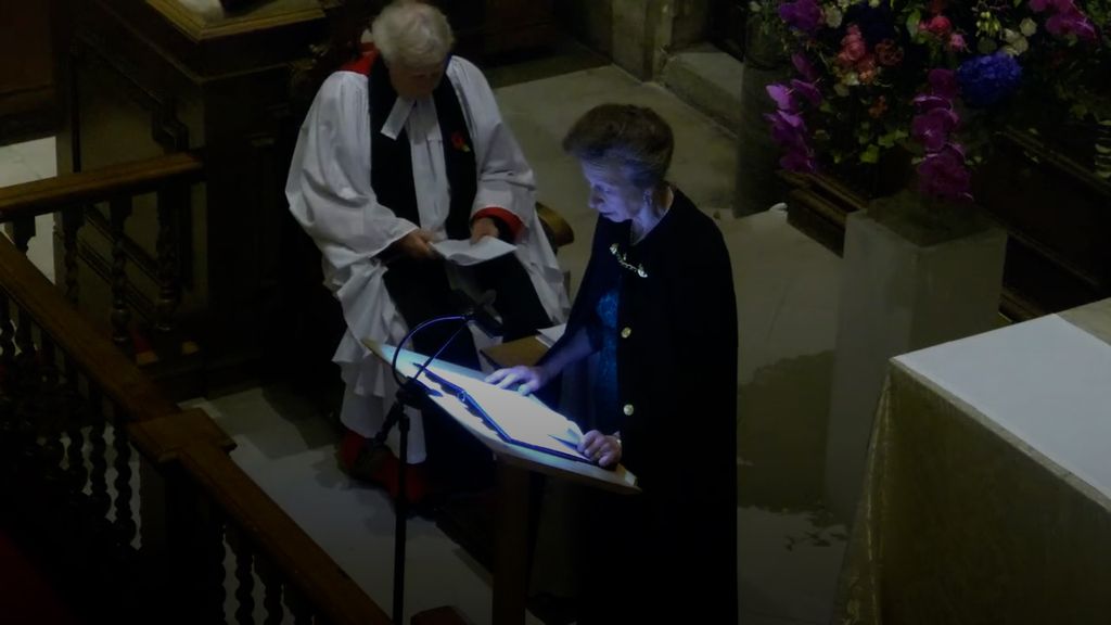 Princess Anne performs reading at Evensong in London