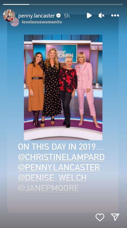 Penny Lancaster standing with Christine Lampard, Denise Welch and Jane Moore