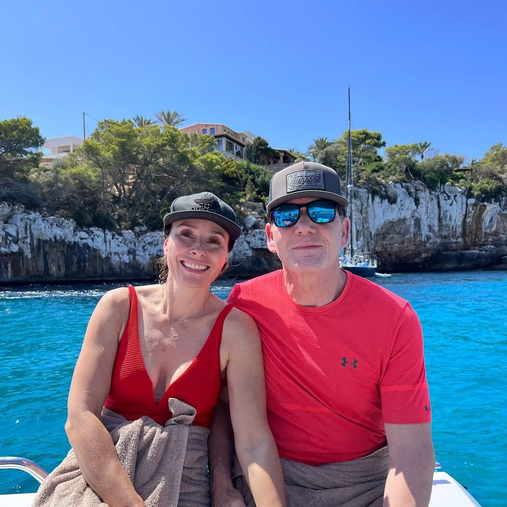 Tana and Gordon twinned in red on their sun-soaked holiday