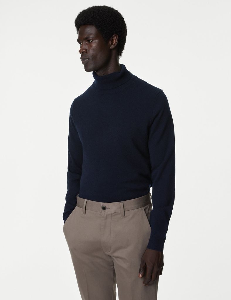 M&S cashmere roll neck in navy