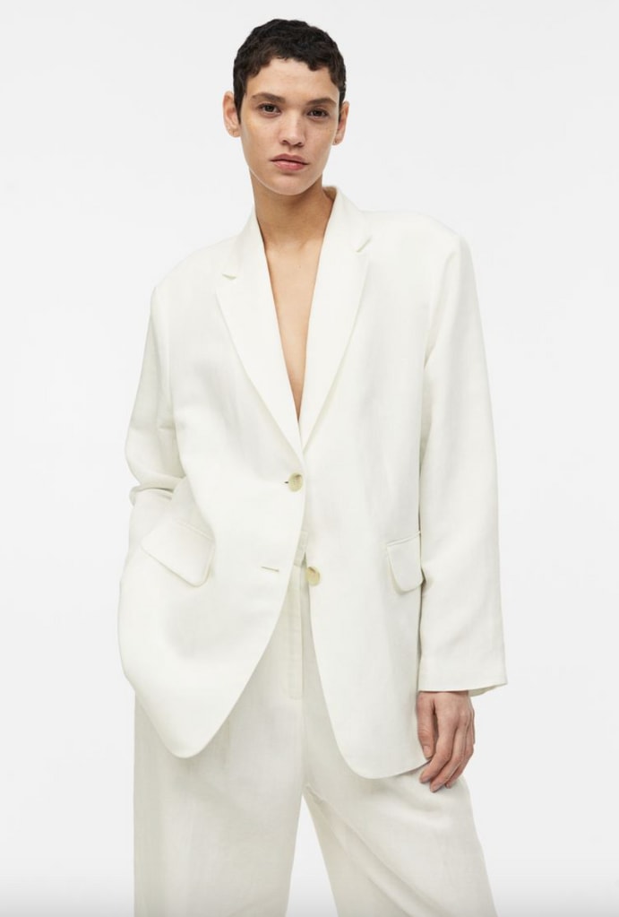 H&M white oversized blazer