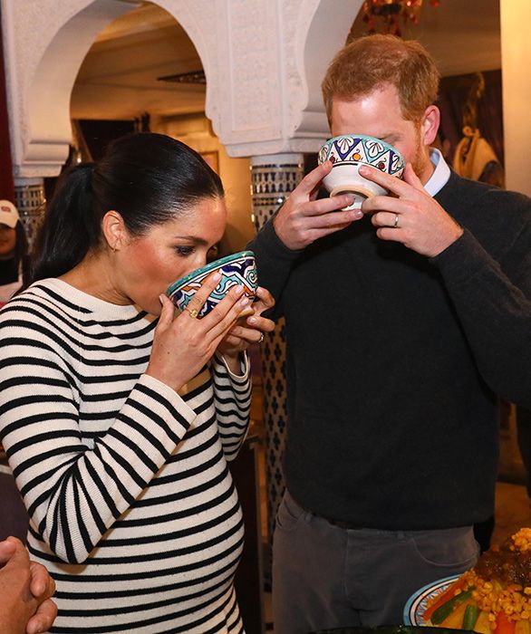 prince harry and meghan sip from bowls