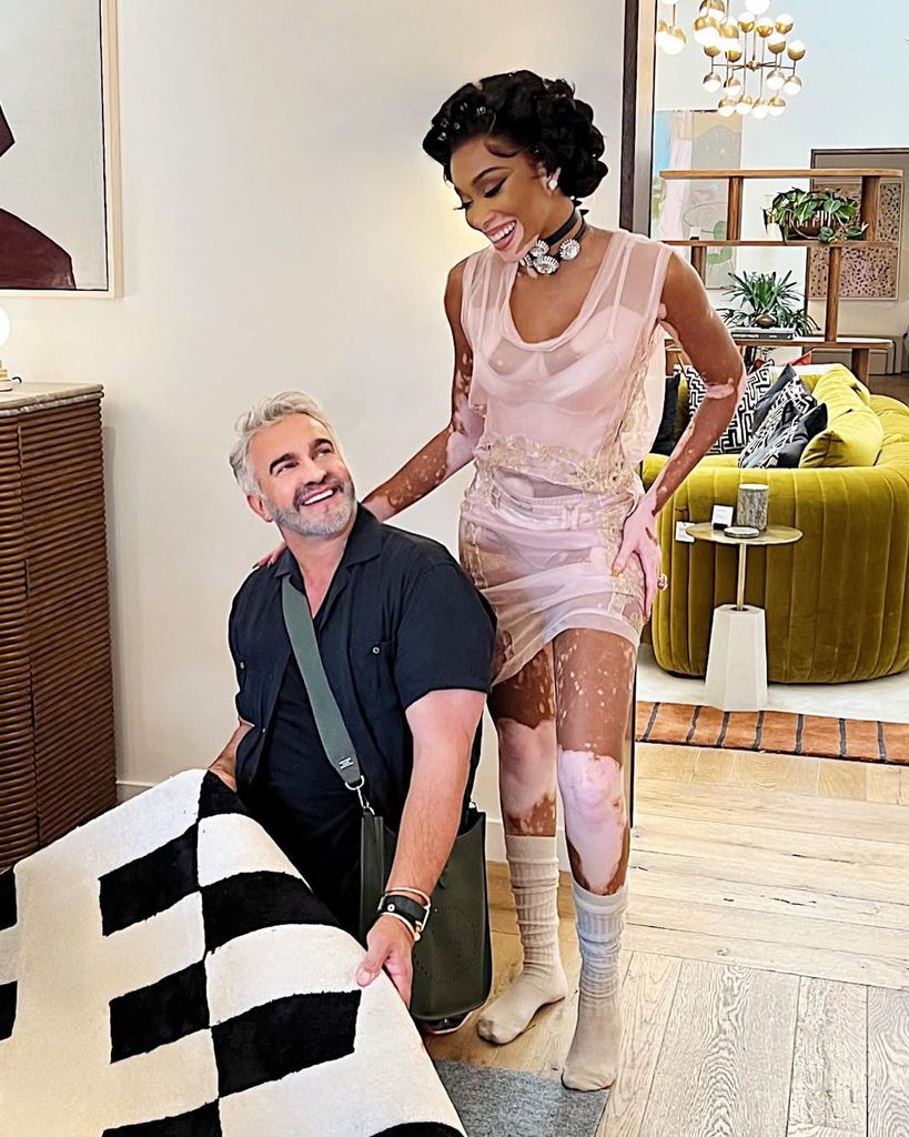 Winnie Harlow and Martyn Lawrence in Martyn Lawrence Bullard's Hollywood residence