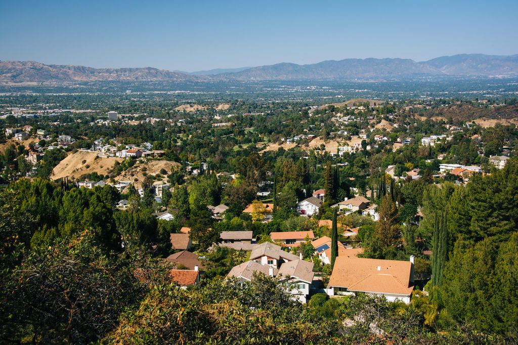 View of the San Fernando Valley from Top of Topanga Overlook, in Topanga, California.