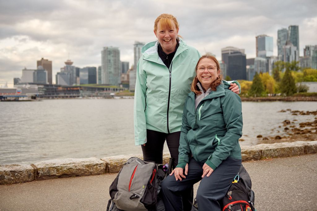 Tricia and Cathie pose for photo on Race Across the World