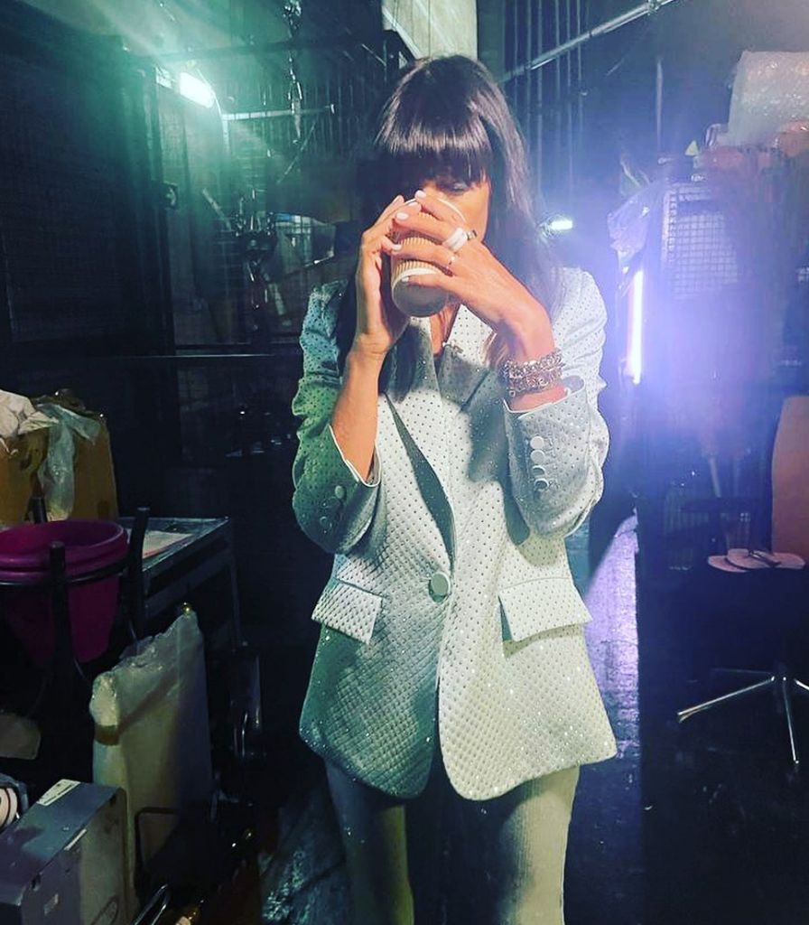 Claudia Winkleman white sparkly blazer