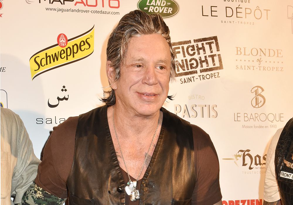 Mickey Rourke attends the Fight Night 2016' : Gala At La Citadelle in a leather waistcoat