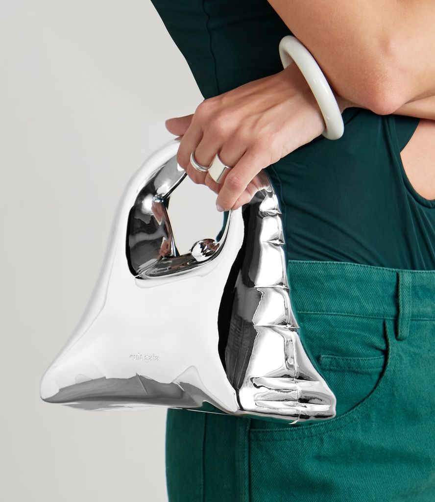 Cult Gaia Inara metallic acrylic clutch bag