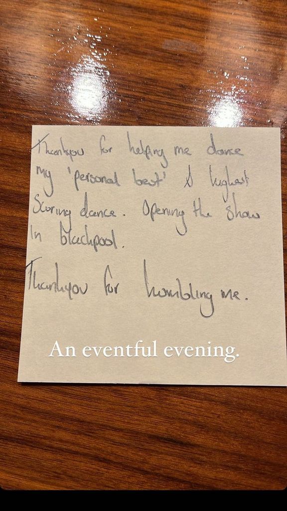 Bobby Brazier pens handwritten note to Dianne Buswell after Strictly Come Dancing dance off
