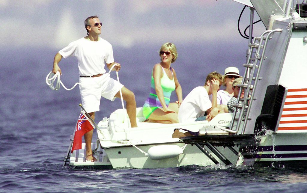 Diana, Princess of Wales and son HRH Prince William are seen holidaying with Dodi Al Fayed (not pictured) in St Tropez 