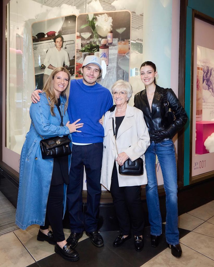 Joanne Beckham with her nephew Brooklyn, his wife Nicola Peltz and mum Sandra