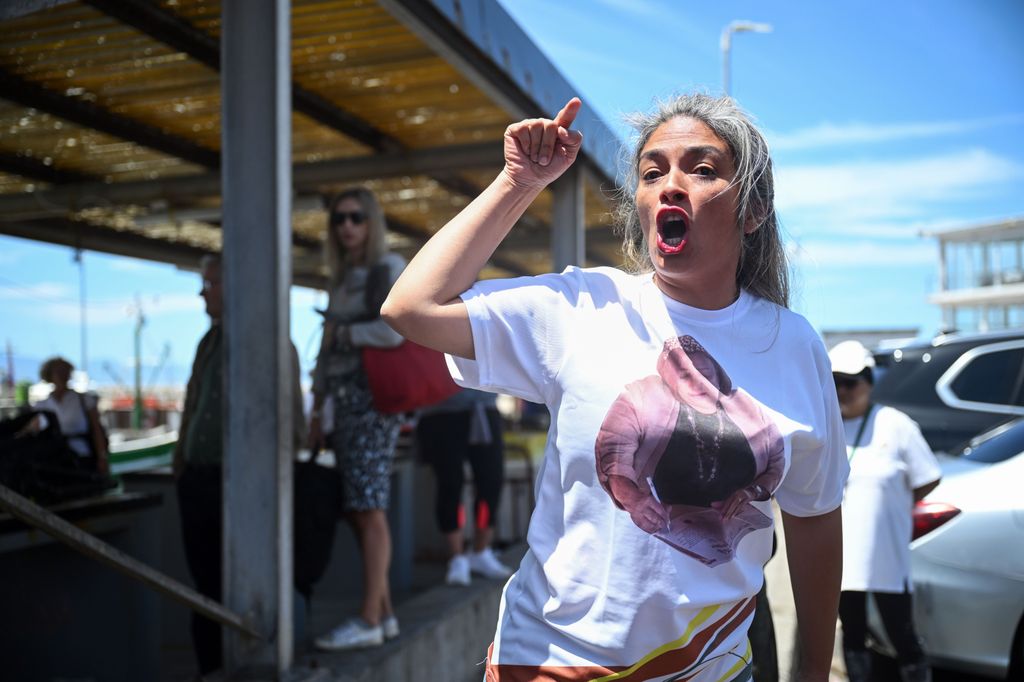 A protestor shouting 