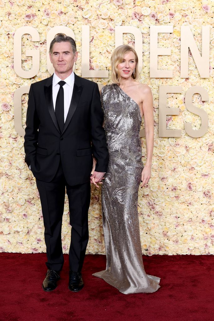 Billy Crudup and Naomi Watts attend the 81st Annual Golden Globe Awards at The Beverly Hilton on January 07, 2024 in Beverly Hills, California. 