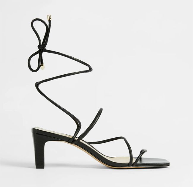 black and white strappy heels