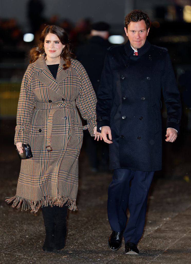 Princess Eugenie wore the coat to join her husband Jack Brooksbank attend the 'Together at Christmas' Carol Service at Westminster Abbey on 15 December 2022
