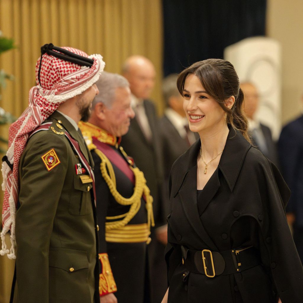 Crown Prince Hussein and his wife Princess Rajwa, seen at the 20th Parliament's first ordinary session