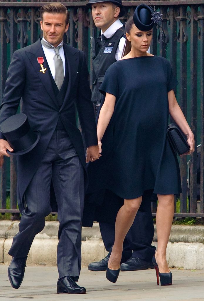 David Beckham and Victoria Beckham dressed in blue at William and Kate's wedding