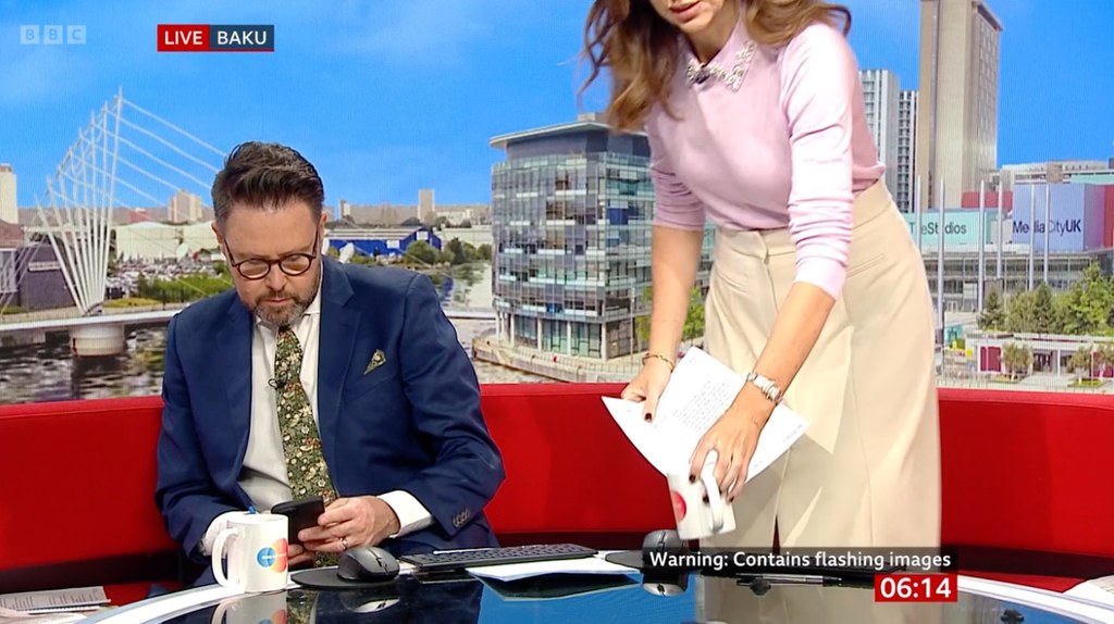 Sally Nugent accidentally showed her notes to the camera