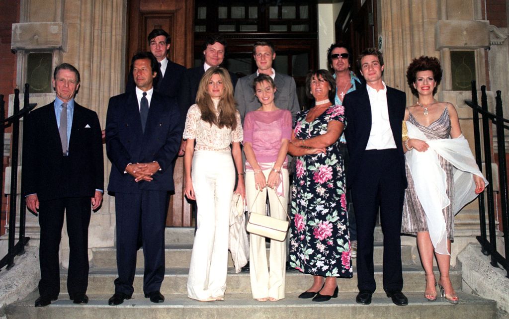 Mark Birley, Lady Annabel's ex-husband can be seen on the left in a photo with some of their children and partners