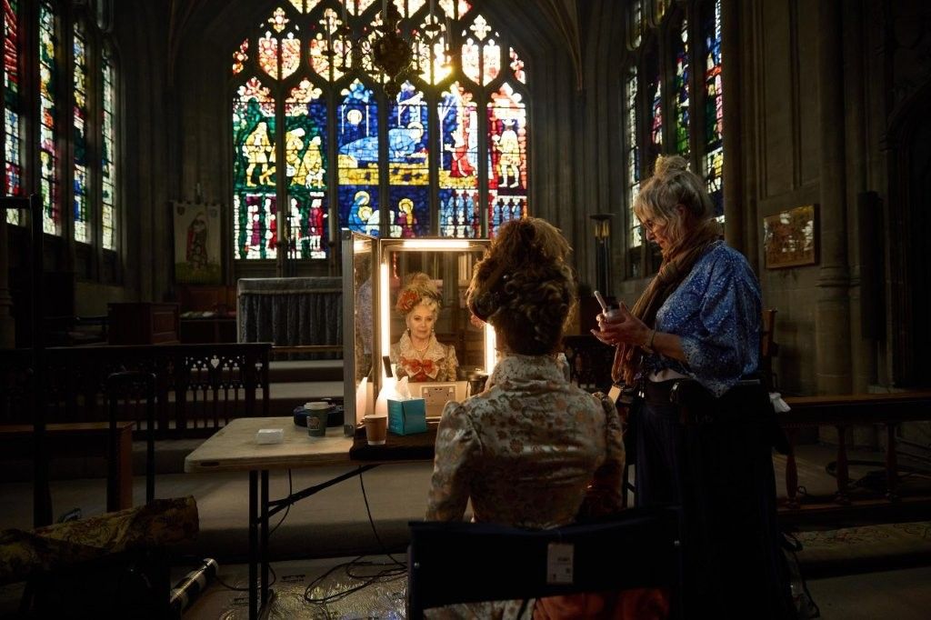 BTS of filming in a church