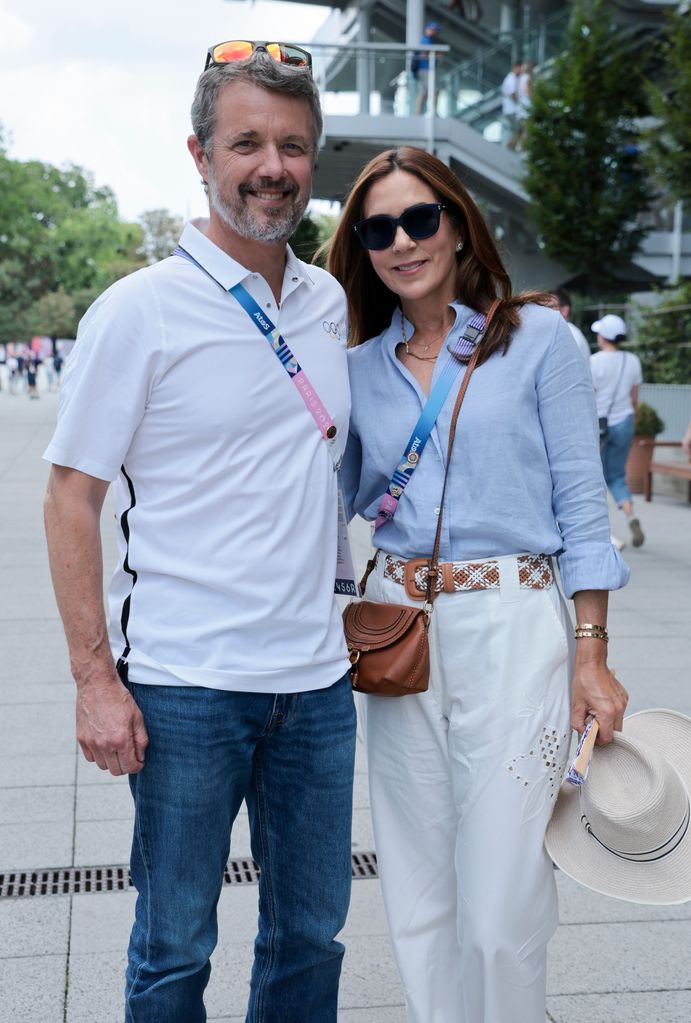 King Frederik X of Denmark and  Queen Mary of Denmark attend the Tennis Men's Semifinal match