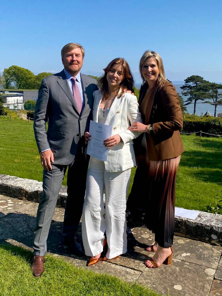 Princess Alexia at her UWC Atlantic graduation with King Willem-Alexander and Queen Maxima