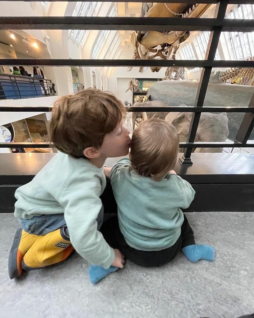 August Brooksbank kissing little brother Ernest at Natural History Museum