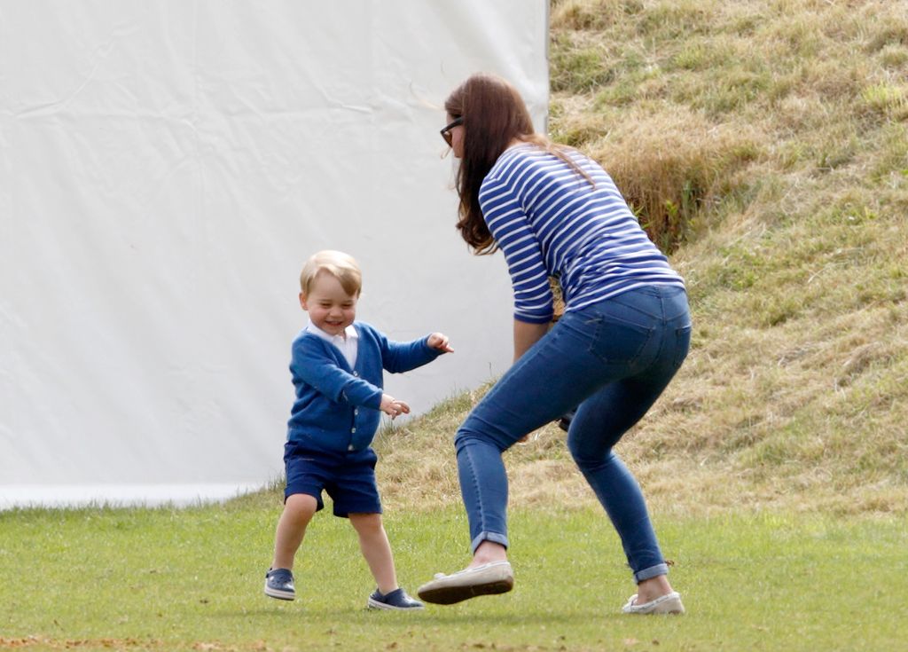 Prince George wearing navy clogs 