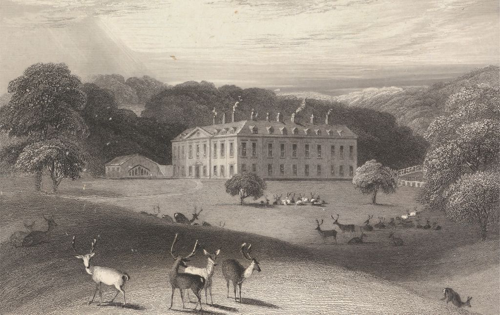 Althorp in Northumberland black and white painting featuring deet