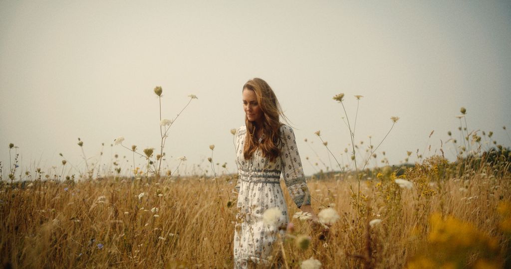 Kate Middleton walks through wild flowers