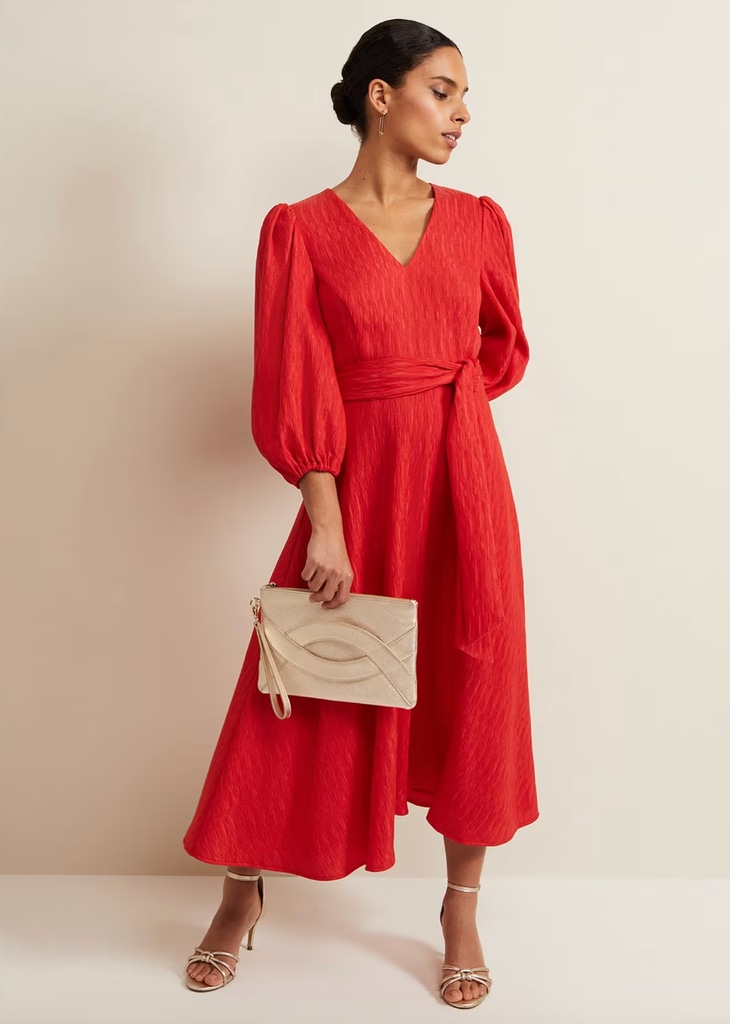 Marilyn Puff Sleeve Midi Dress