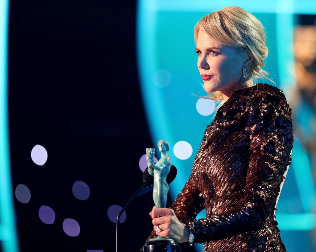 Actor Nicole Kidman accepts the award for 'Outstanding Performance by a Female Actor in a Television Movie or Limited Series' onstage during the 24th Annual Screen Actors Guild Awards at The Shrine Auditorium on January 21, 2018 in Los Angeles, California. 