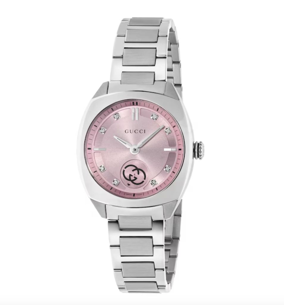 Gucci watch with pink face