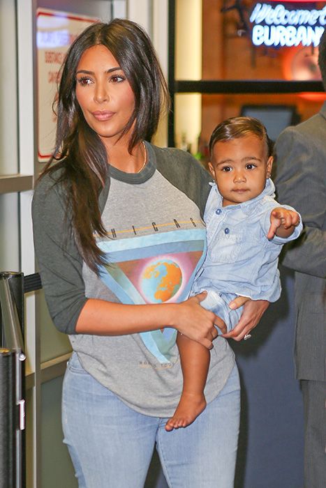 Kim Kardashian and North West arrive at Burbank Airport