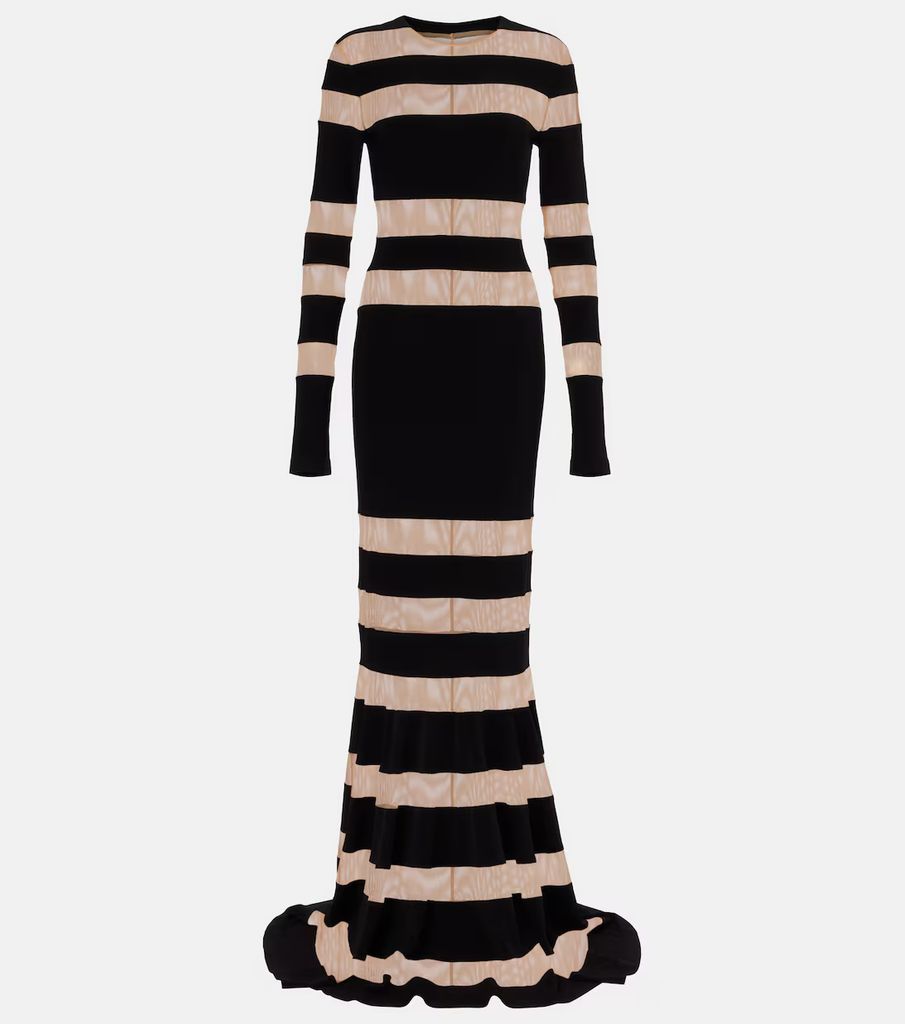 Paneled semi-sheer gown norma kamali