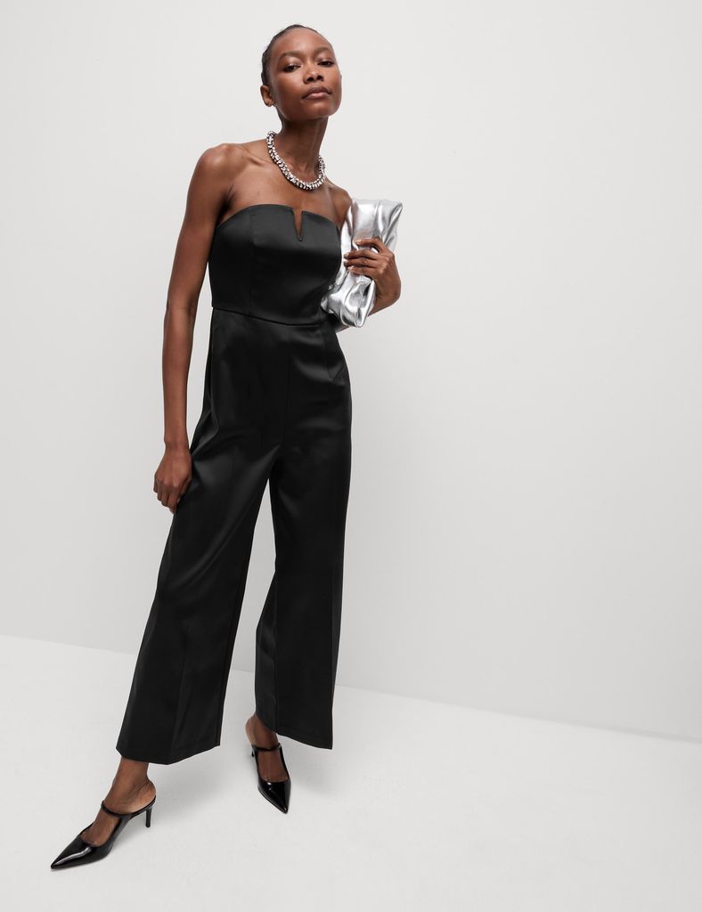 marks and spencer black strapless jumpsuit 